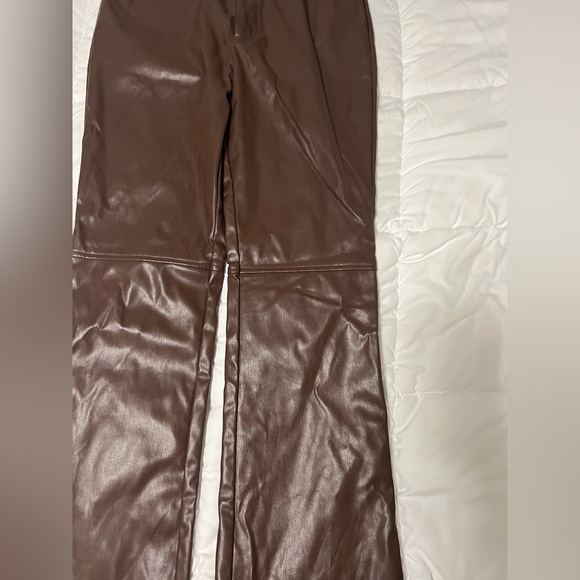 White Fox Faux Leather Pants Brown - Picture 5 of 6